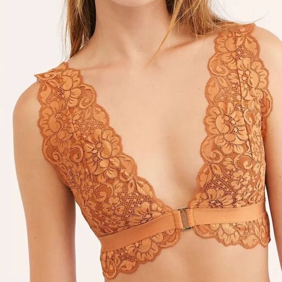 NWT Free People We Are Hah Got Ur Back Bra Size S in Brown Sugar Lace Adjustable - Picture 1 of 16